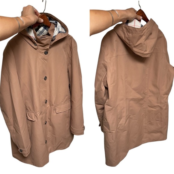 Barbour NWT Kirkwall Waterproof Rain Jacket Removable Hood Camel Tan Women’s 20 - Picture 11 of 12